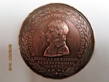 MEDAILLE EN BRONZE NAPOLEON BONAPARTE 1ER CONSUL / BATAILLE DE MARENGO..