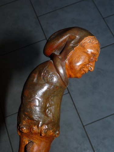 Canne art populaire monoxyle - d'art,