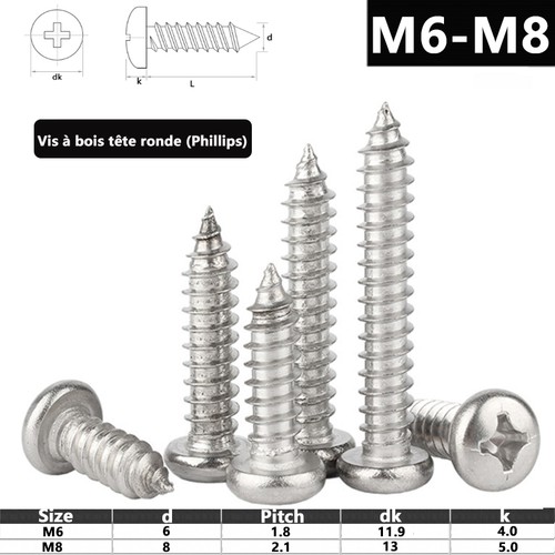 Vis bois m8 cruciforme - bois,