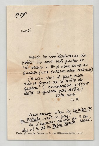 Jean paulhan lettre - paulhan,