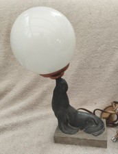 LAMPE OTARIE régule et pierre art déco années 40-50 GLOBE OPALINE