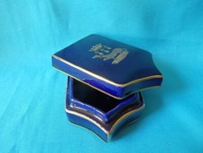 rare BOITE A BIJOUX BLEU DE TOURS PORCELAINE  JP FRANCE NO LIMOGES NO GIEN