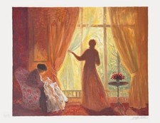 YVONNE CHEFFER-DELOUIS - A LA FENÊTRE - lithographie signée