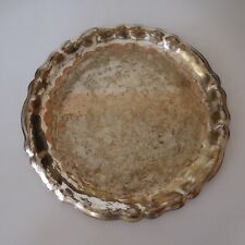 N9339 plateau vide-poche rond métal argenté design vintage art déco bureau table