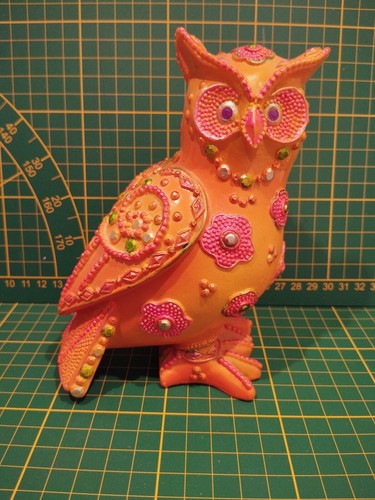 Statuette chouette multicolore - chouette,
