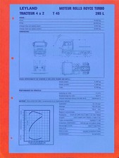 LEYLAND TRUCKS / TRACTEUR 4X2 / T 45 MOTEUR ROLLS-ROYCE 295 L / FICHE TECHNIQUE