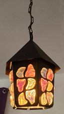 Ancienne lanterne lustre intérieur / extérieur métal et verre vintage