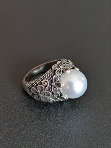 Bague fleur perle vintage - fleur,