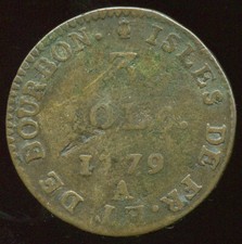 Ile de France & Bourbon (Maurice & Réunion) 3 Sols 1779 A Paris Frappe médaille