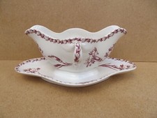 Ancienne Saucière Faience Keller et Guérin Luneville rose modèle à l'oeillet