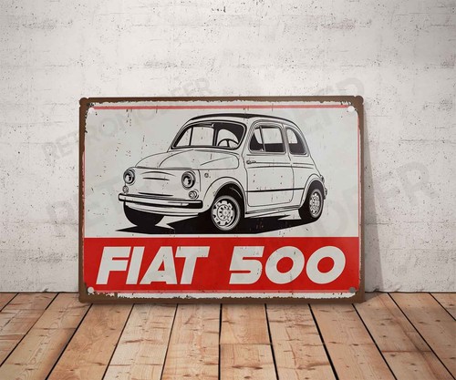Plaque métal vintage - fiat, 500