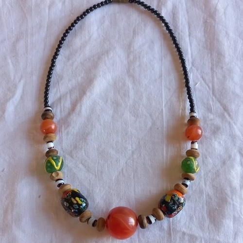 Collier perles verre - collier,