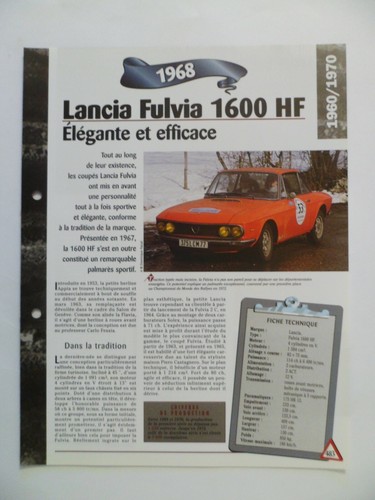 Carte fiche auto - carte, lancia