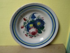 Grand Plat Assiette Faïence Ancienne Agrafé Restauré 18 -19e  Genre cul noir