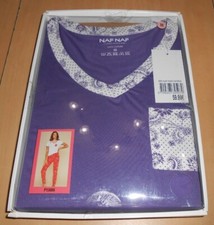 pyjama coton femme NAF NAF violet/blanc, taille M, L, XL, neuf en boîte