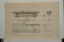Gravure originale tables d'ecole superieure rue Ste Catherine Lyon