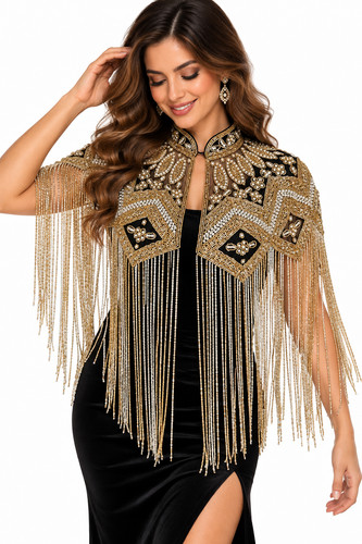 Gold sequin beaded - sequin, fringed