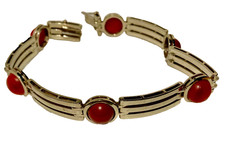 Bracelet art déco en or blanc & corail signée Jean Despres et poinçon d' orfèvre