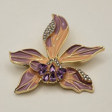 BROCHE FLEUR IRIS  DORE ROSE