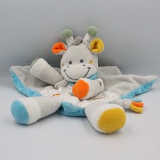 Doudou plat girafe gris jaune