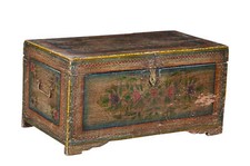 Indien 1940 flache Hochzeitstruhe Truhe Kassettenfront Rajasthan. Luxury-Park