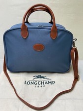 Sac besace bagage sacoche LONGCHAMP toile bleue & cuir  fauve unisexe