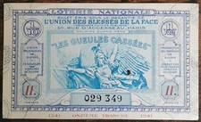 Billet de loterie nationale 1941 11e tranche - Gueules Cassées  1/10