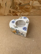 Ancien Encrier Forme Cœur Céramique Décor XIXe Meillonnas Vintage #B404