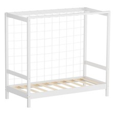 Lit d'enfant but de football handball 70x140 cm blanc en bois sommier à lattes