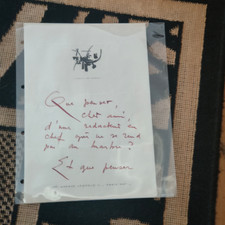 Lettre autographe de Georges Mathieu très ironique