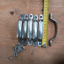  6  POIGNEES DE MEUBLE   ART DECO  Aluminium Brossé +  Vis  4x20 