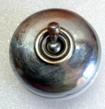 Interrupteur Simple Laiton Chromé et Porcelaine Vintage TBE