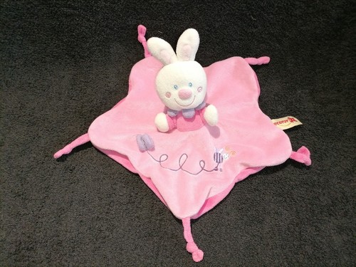Doudou plat lapin - plat, rose