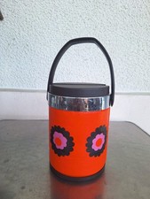 ANCIEN SEAU À GLACONS VINTAGE ORANGE 1960/1970 FLEURS BAR