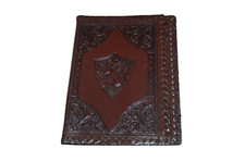 liseuse,couverture de livre en cuir ancien , blason lion