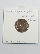 Monnaie France 2 Centimes Napoléon III Tête Nue 1855 D Chien Grand Lion (10-1)