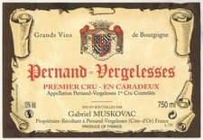 Etiquette grand vin de bourgogne-Pernand-Vergelesses 1°cru-Domaine Muskovac-R586