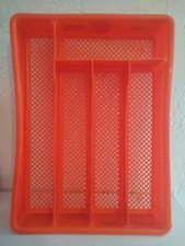 Ancien range couvert en plastique orange vintage french antique