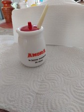 Ancien Pot Moutarde Dijon Amora Opaline et sa cuillère