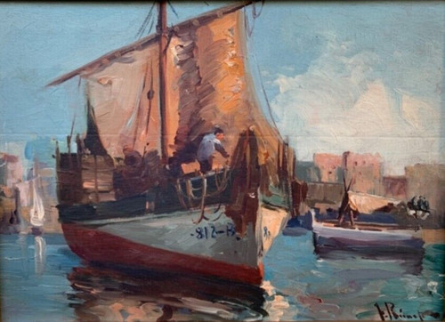 Tableau huile paysage marin - tableau,