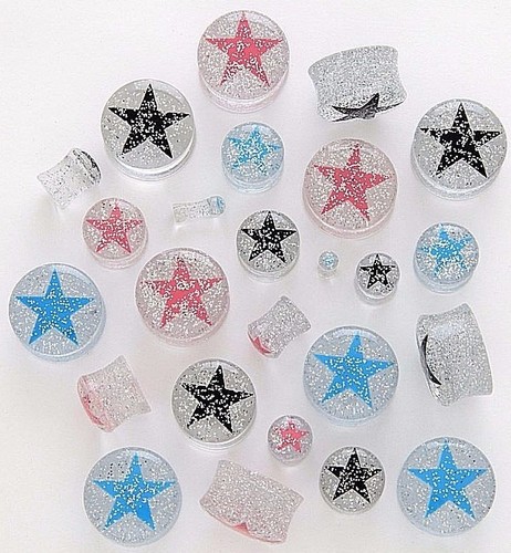 Pair clear acrylic glitter - pair,