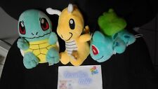 Lot 3 peluche Pokemon Carapuce Bulbizarre Dracolosse Qokémon Center / Nintendo
