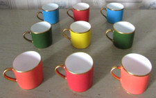 Lot de 9 tasses Porcelaine Legle Limoges France Legrand Lebouc Or véritable 22 C