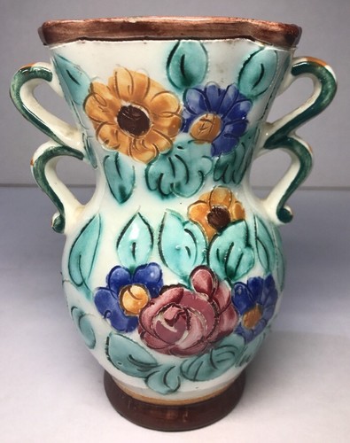 Beau vase ansé décor floral - beau,
