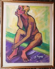 Tableau de Gérard Fagard (1938-2021): la penseuse