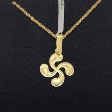 Pendentif Et Chaîne Or 18K 750 Mls. Lauburu, Croix Basque. 17x15 Mm. Réf 22216