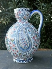 Pichet  VASE  BROC en Faience de GIEN Décor Cachemire 