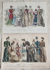 DEUX ANCIENNES GRAVURES DE MODE - MODES DE PARIS 1892 - EN COULEURS