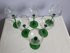 Lot de 6 VERRES A VIN BLANC d'ALSACE - Pieds Verts.