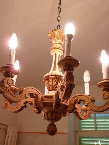 Lustre italien bois - lustre,